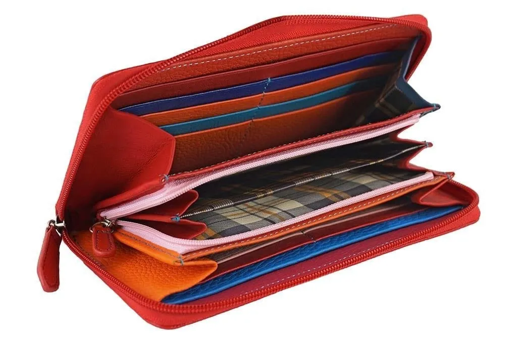 Granatowy skórzany portfel od marki Barberini's, Elegancki dodatek do każdej torebki