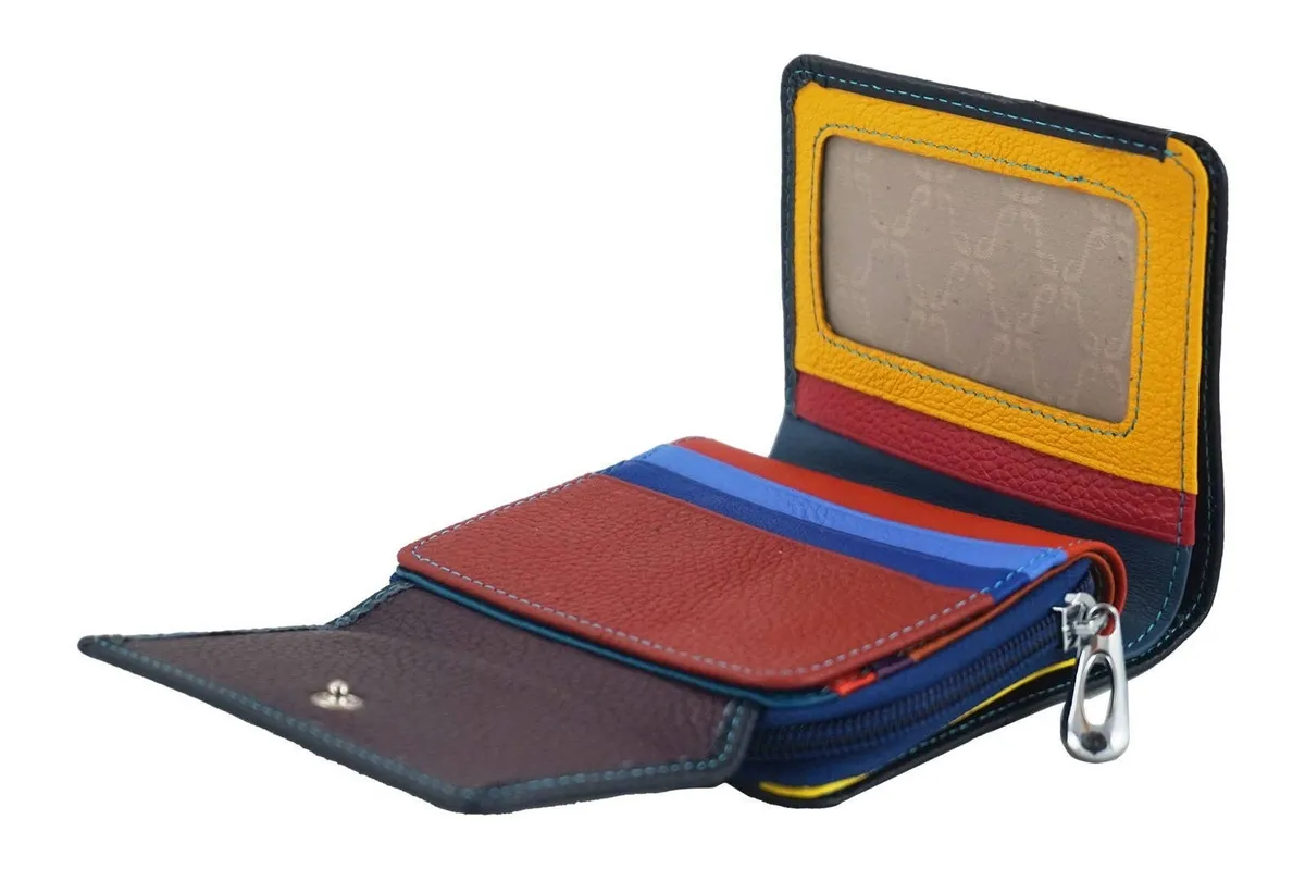 Czarny młodzieżowy portfel skórzany, kompaktowy rozmiar idealny do małych torebek