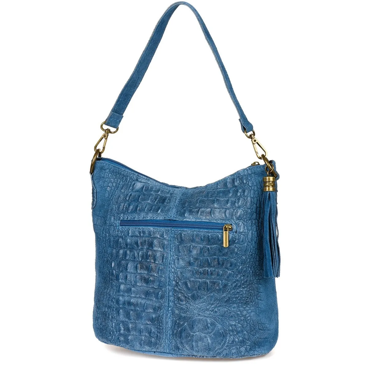 Torebka skórzana zamszowa CROCO listonoszka 2 paski jeansowa Beltimore W13