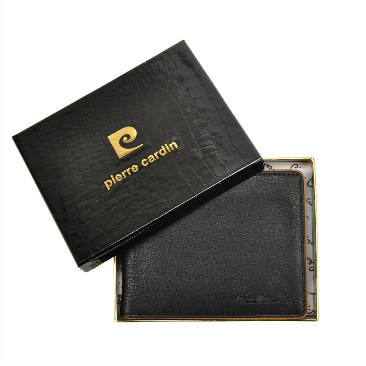 Pierre Cardin składany męski portfel skóra naturalna rozbudowany pojemny