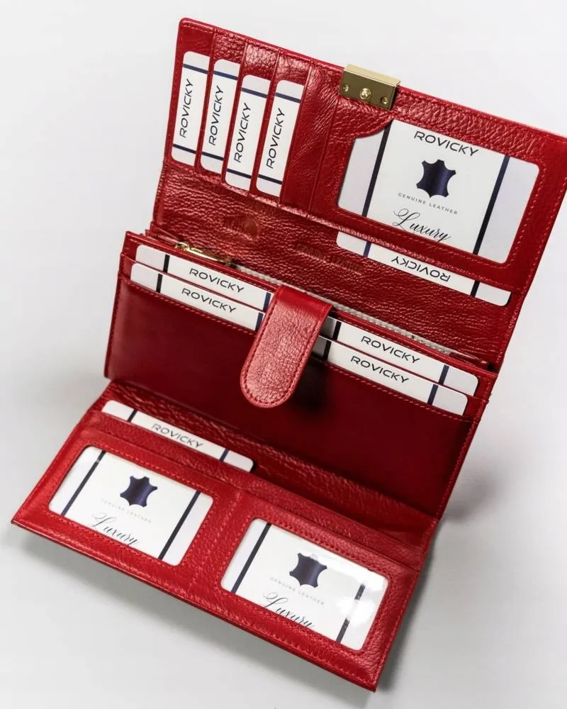 Klasyczny pojemny portfel damski z RFID od Rovicky