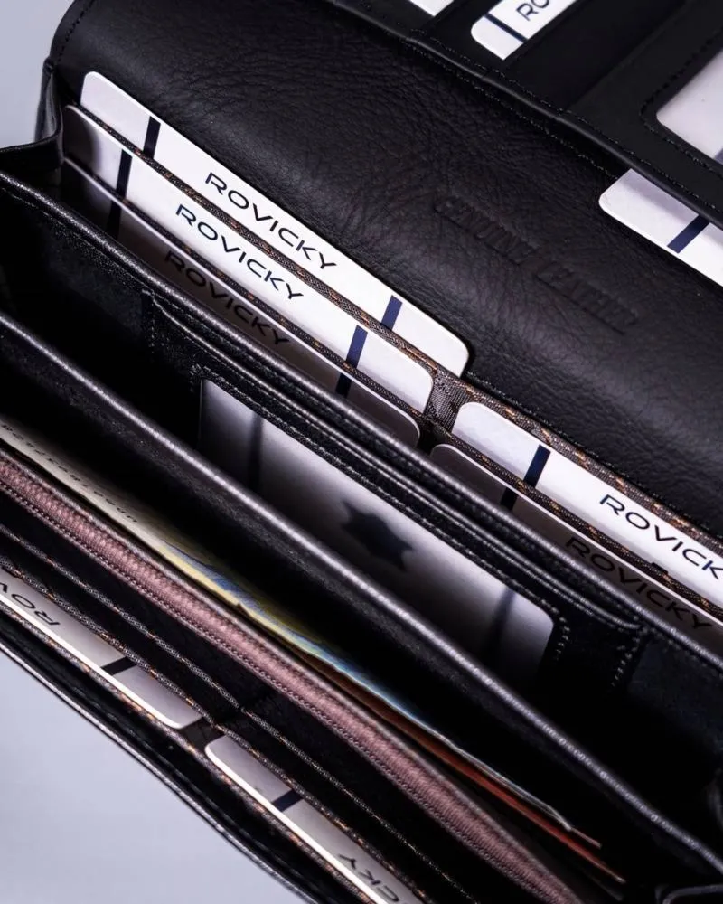 Rovicky portfel damski podłużny duży skóra eko i naturalna pikowany duży