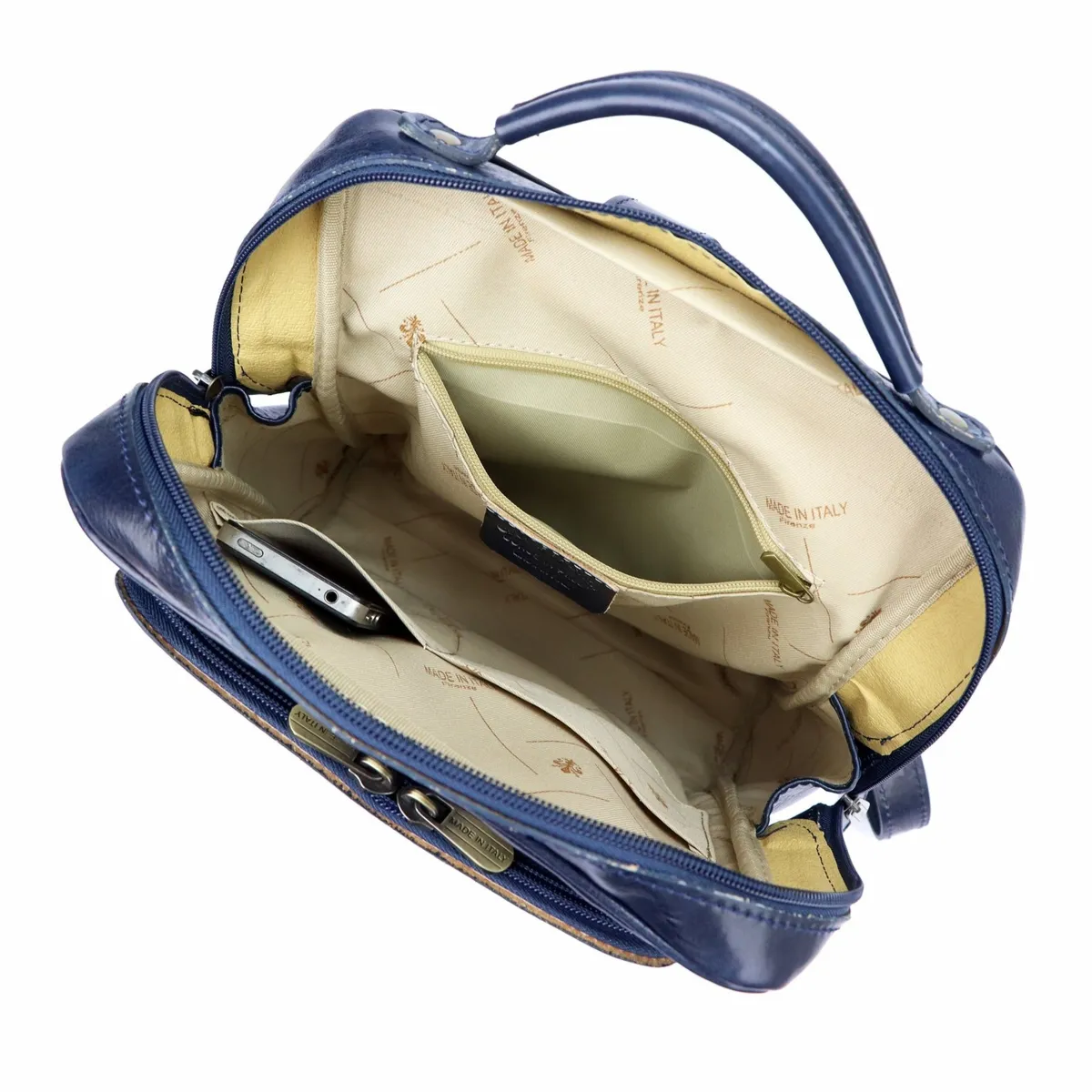 Duży Miejski pojemny plecak z prawdziwej skóry z kieszeniami Florence