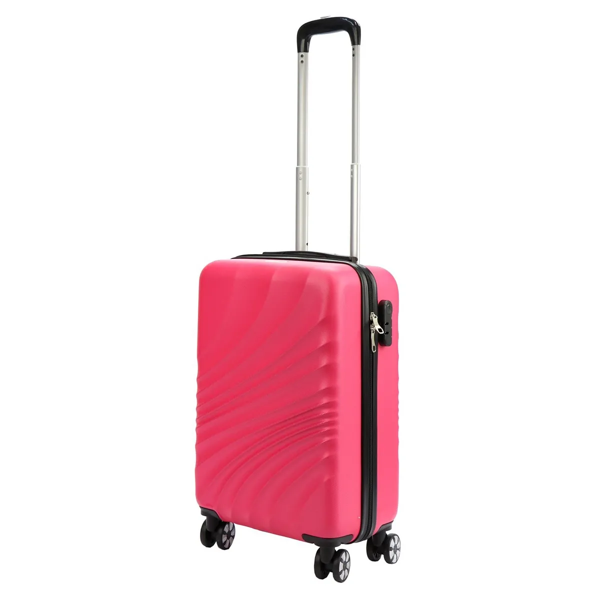 Twarda Mocna walizka na kółkach z ABSu Gregorio Wiśniowa walizka Gregorio wyposażona w teleskopową rączkę i zamek szyfrowy dla większego bezpieczeństwa