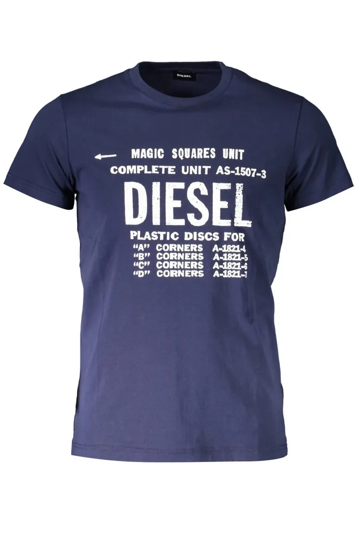 Niebieska koszulka męska Diesel z Krótkim Rękawem i nadrukiem logo