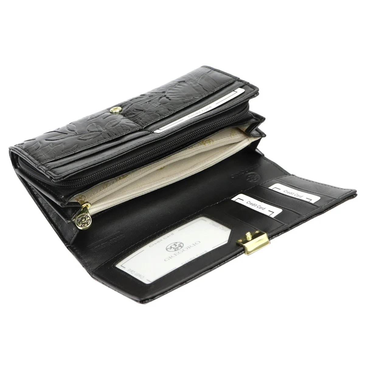 Duży Damski portfel z motywem roślinnym Gregorio