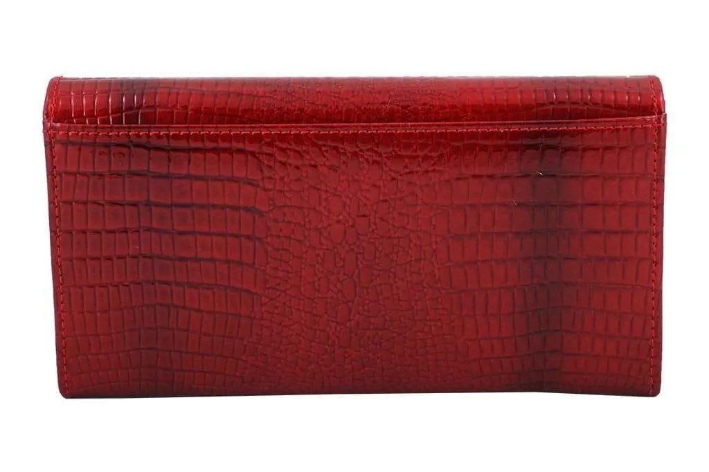 Portfel damski skóra lakierowana Barberini's w kolorze czarnym Klasyczny czarny portfel ze skóry lakierowanej, wyposażony w metalowe zapięcie i kieszenie do przechowywania kart