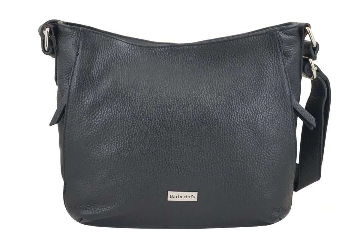 Czarna Skórzana Torebka z Kieszeniami, idealna do codziennego użytku