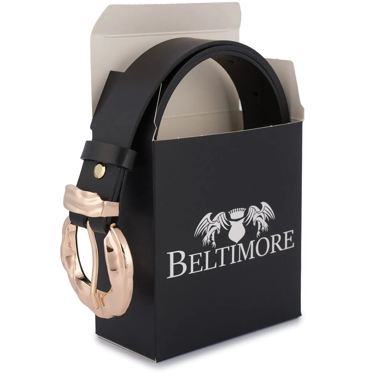 Skórzany pasek damski do spodni sukienki czarna skóra nat 3 cm Beltimore D95 : Kolory - czarny