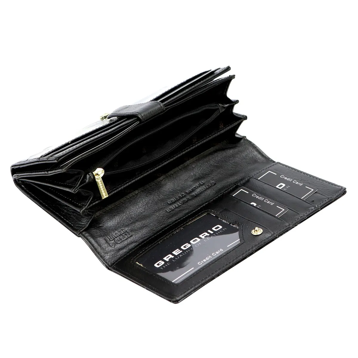 Portfel damski Gregorio BTS-102 czarny, zdobiony pięknym motywem dla nowoczesnych kobiet