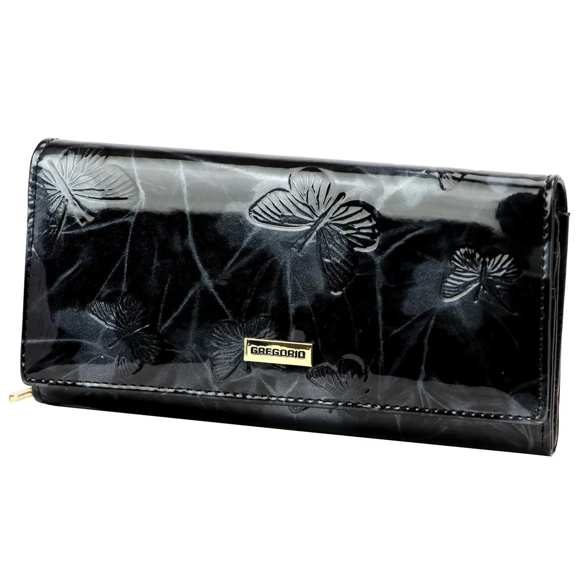 Czarno-czerwony skórzany portfert Gregorio BTS–106 o dużej pojemności i eleganckim wykończeniu