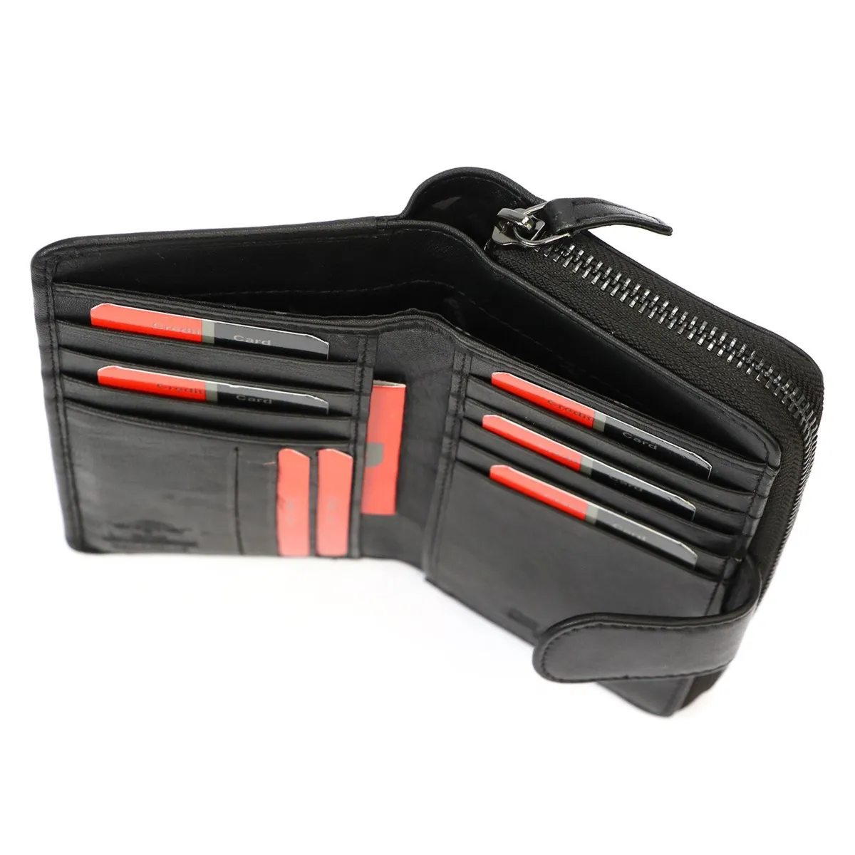 Zapinana damska pionowa duża portmonetka skórzany portfel Pierre Cardin