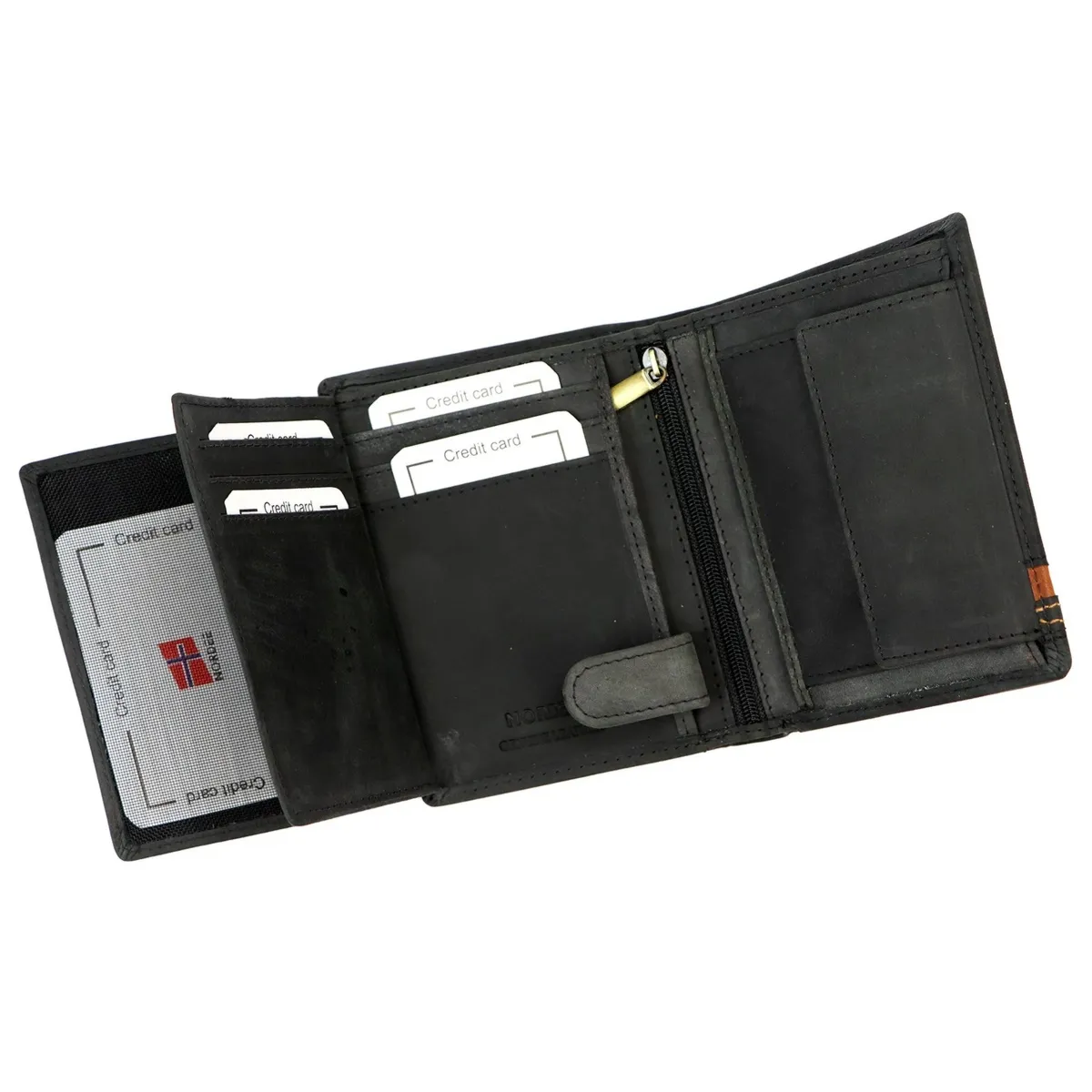 Nordee pionowy męski portfel skóra naturalna duży rozbudowany bez zapięcia