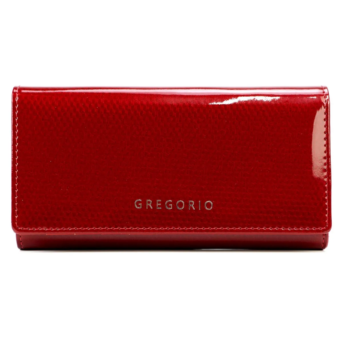 Duży Lakierowany damski portfel ze skóry Gregorio