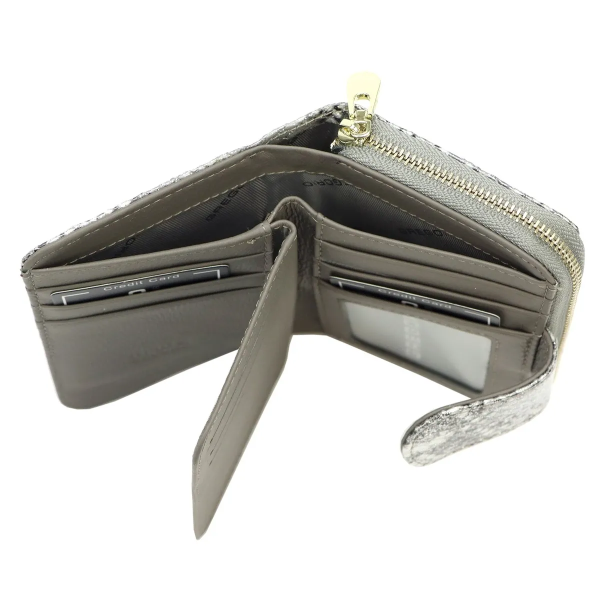 Elegancki portfel damski Gregorio o pionowej orientacji, wykonany z naturalnej skóry w wyglądzie skóry węża