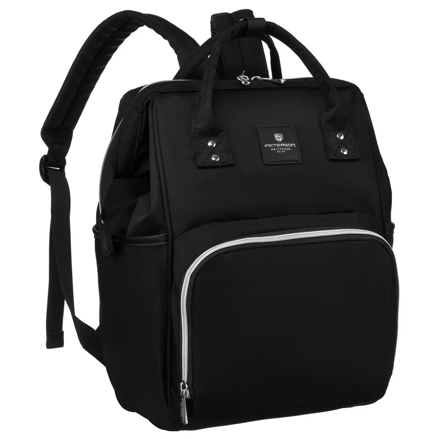 Beżowy dwukomorowy plecak Peterson z wieloma kieszeniami i regulowanymi szelkami