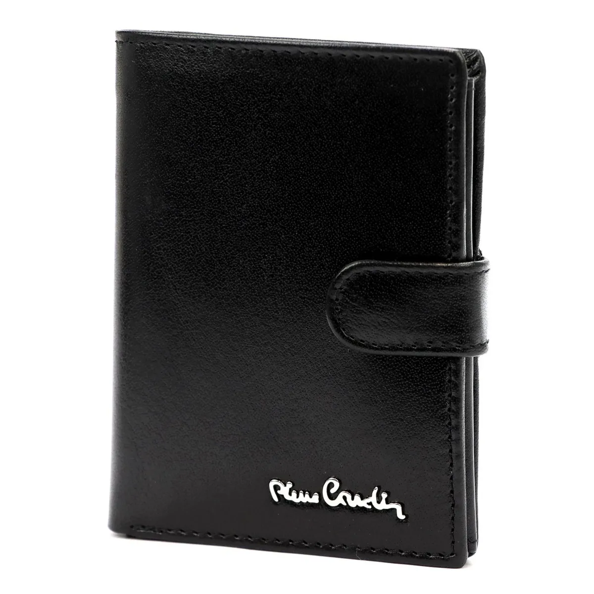 Rozbudowany pionowy zamykany Skórzany męski portfel Pierre Cardin