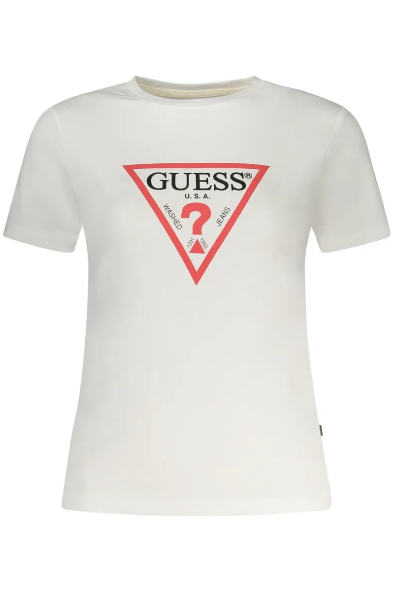 BIAŁY T-SHIRT DAMSKI Z KRÓTKIM RĘKAWEM GUESS JEANS