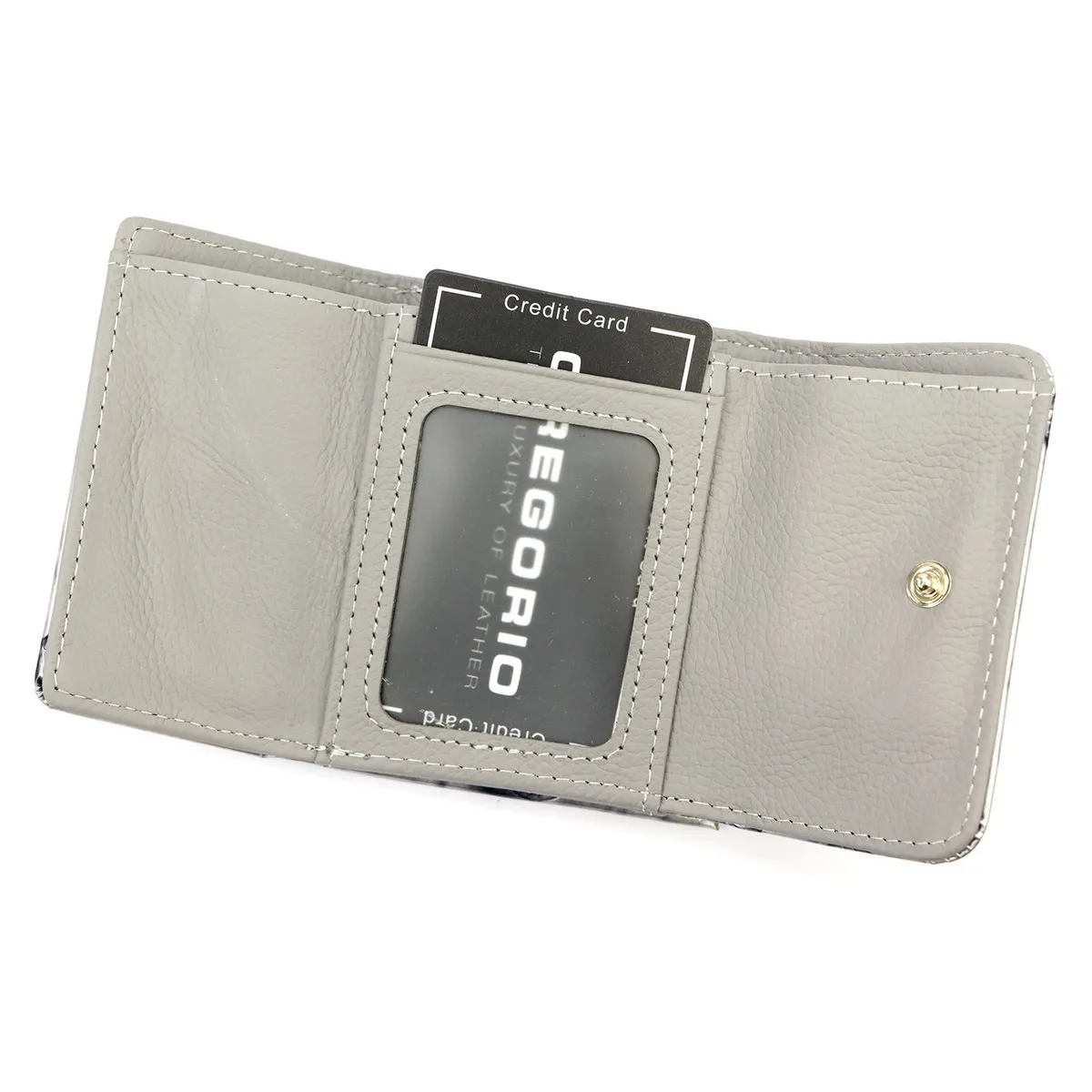 Skórzana portmonetka w kremowym kolorze z motywem motyli, Mała i praktyczna dla kobiet