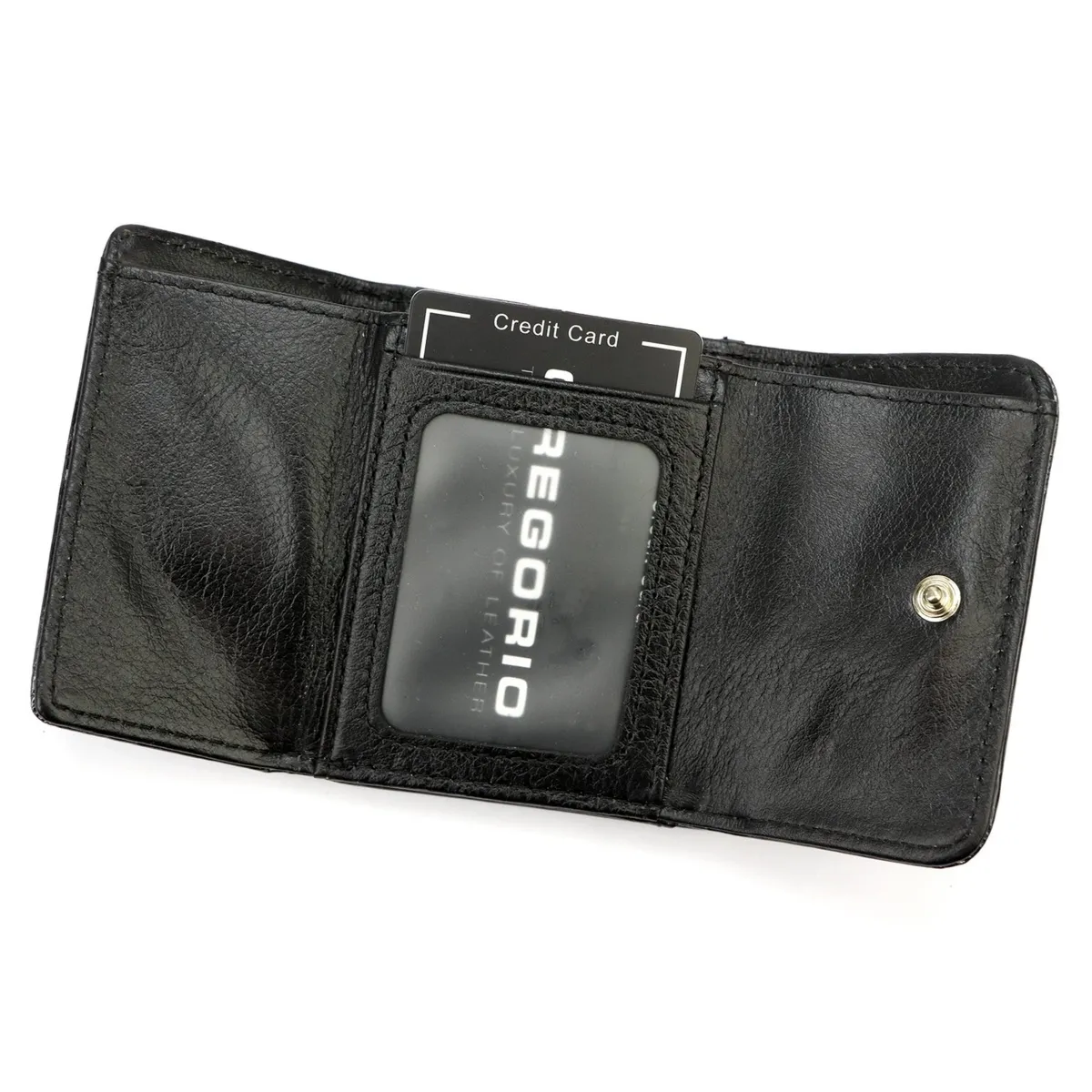 Zgrabna zapinana Mała damska portmonetka w motyle skórzana Gregorio