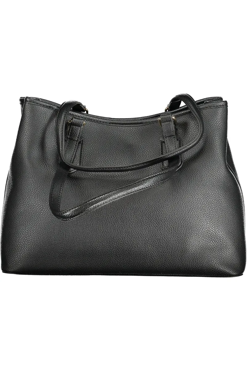 Czarne torebki damskie Valentino Bags z dwoma uchwytami Czarna torebka damska z logo Valentino Bags, z regulowanym paskiem na ramię i dwiema komorami