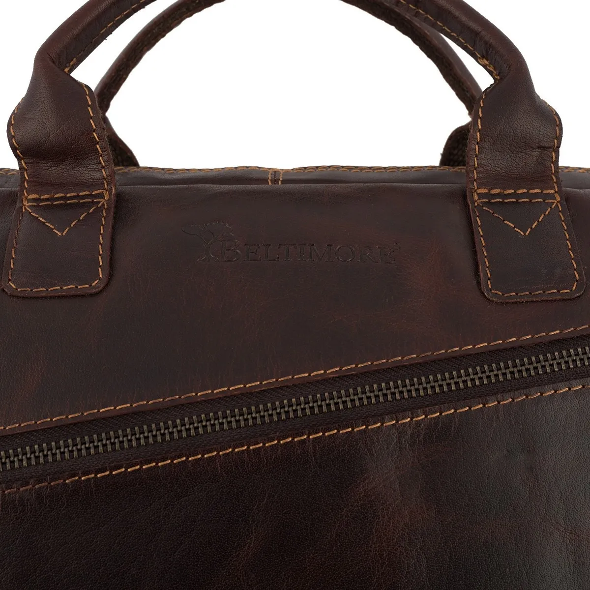 Męska Torba na laptopa Beltimore N01 ciemno-brązowa Ciemno-brązowa Torba męska na ramię na laptopa, styl vintage z naturalnej skóry buffalo