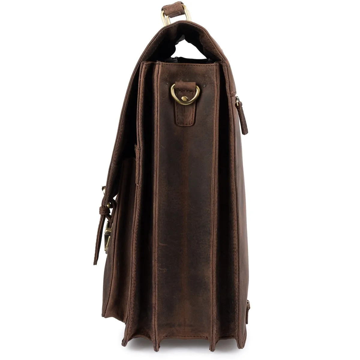 Skórzana aktówka męska Beltimore Brązowa teczka skórzana męska stylizowana na vintage, Elegancka aktówka idealna do przenoszenia dokumentów oraz laptopa 15"