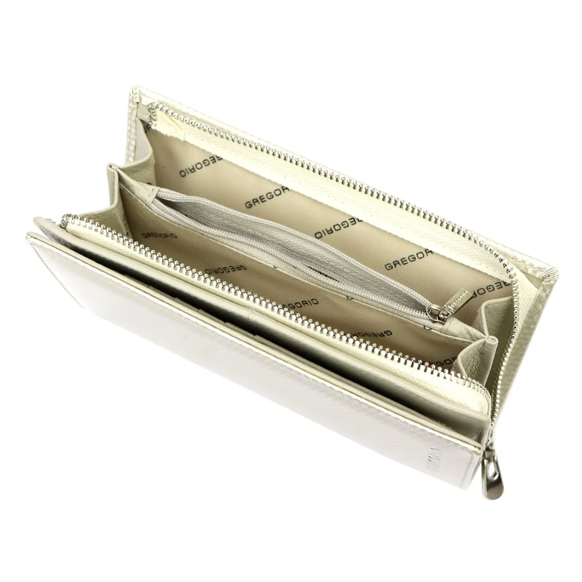 Beżowy, duży portfel skórzany dla kobiet Gregorio z funkcją RFID i klasycznym fasonem