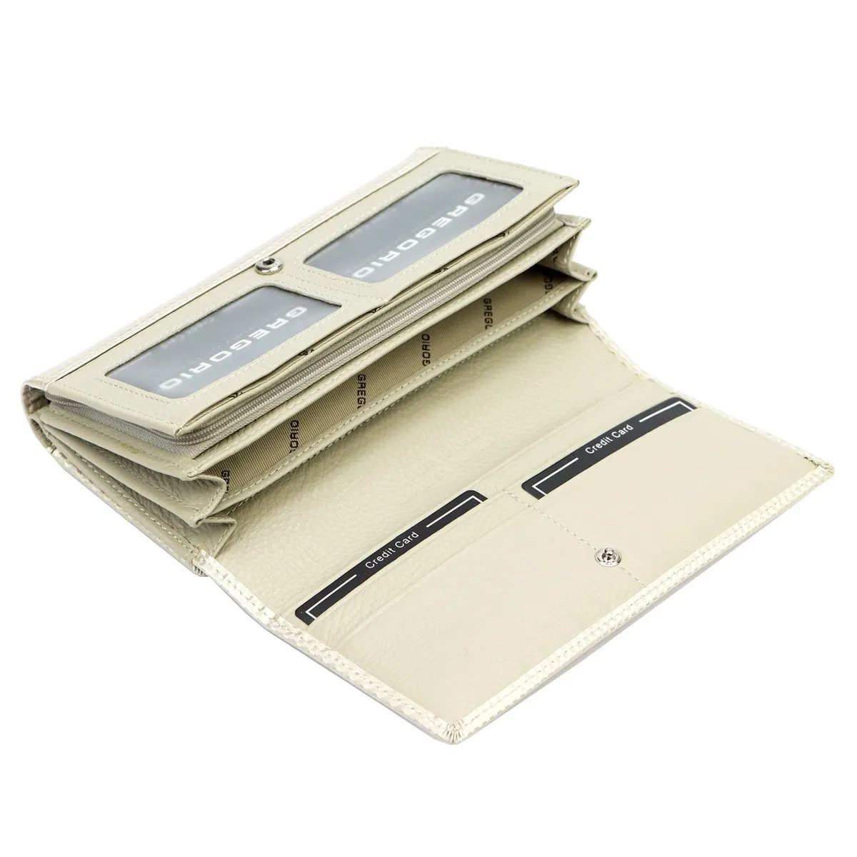 Lakierowany duży Skórzany damski portfel Gregorio