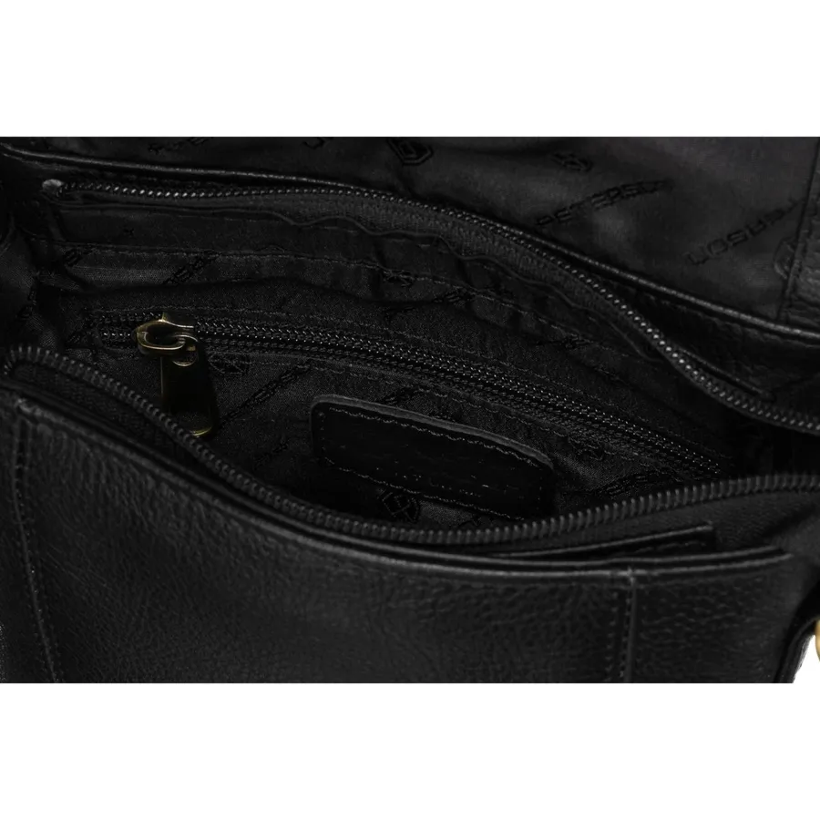 Czarna listonoszka męska ze skóry naturalnej zamykana suwakiem i zatrzaskami - Peterson