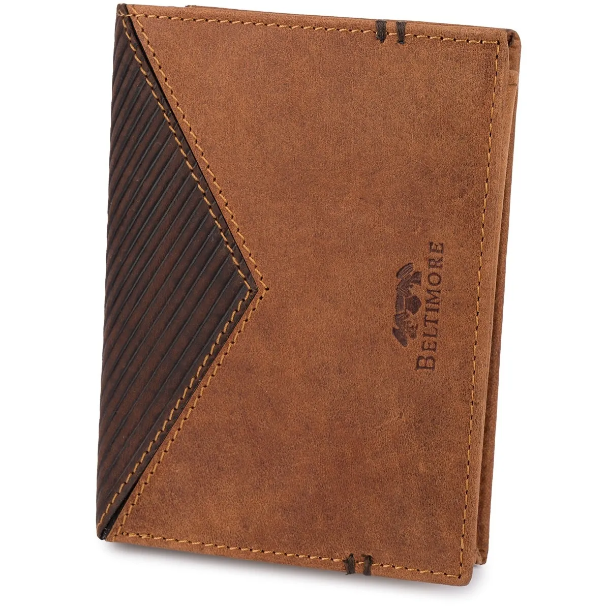 Klasyczny męski portfel skórzany w brązowym kolorze z ochroną RFID, model D38