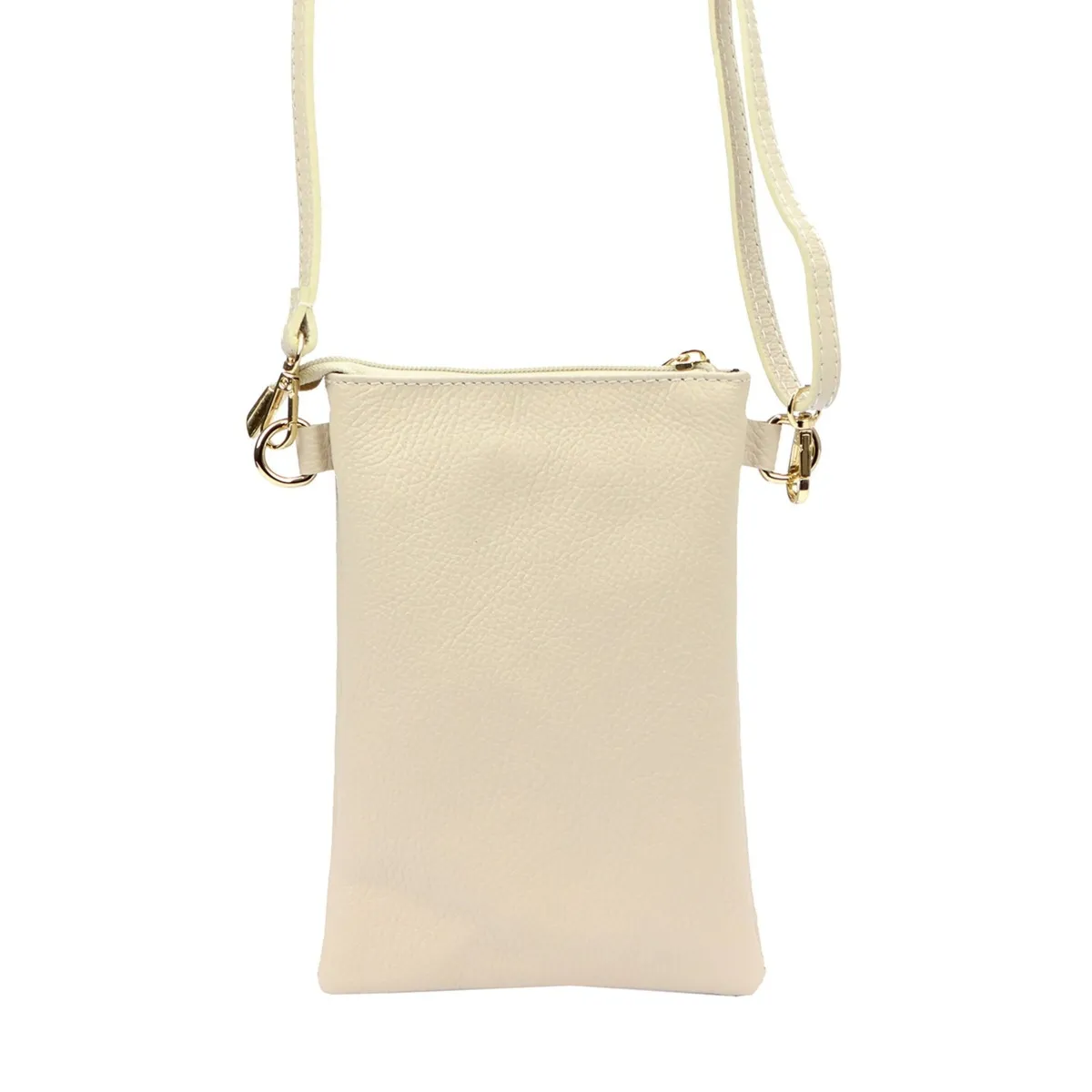 Skórzane damskie etui na telefon z paskiem zasuwane mała listonoszka Luka