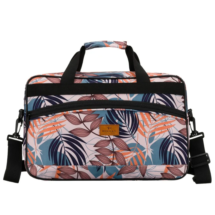 Torba podróżna wyposażona w dopinany pasek i zewnętrzną kieszeń zapinaną suwakiem - Rovicky
