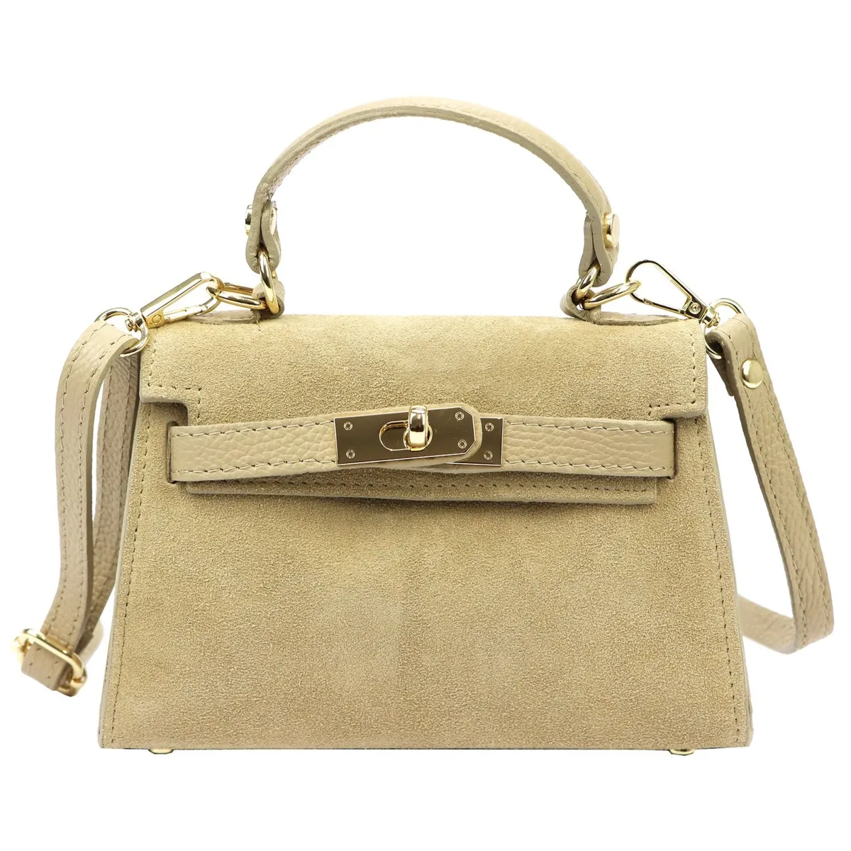 Skórzana Zamszowa damska mała listonoszka torebka na ramię z uchwytem Luka