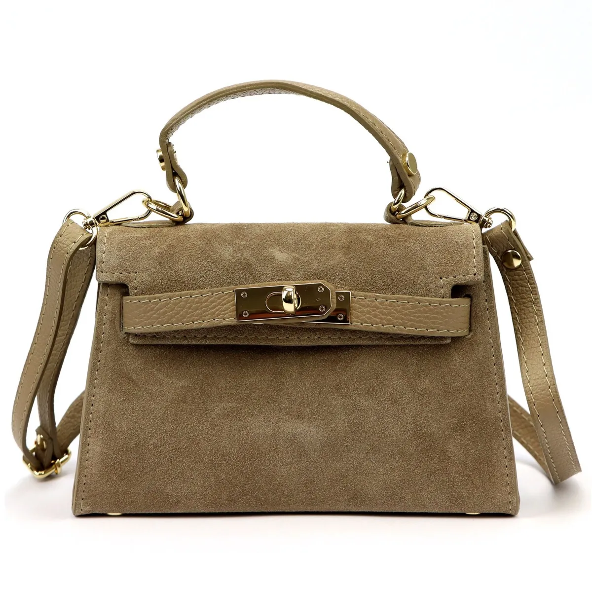 Skórzana Zamszowa damska mała listonoszka torebka na ramię z uchwytem Luka