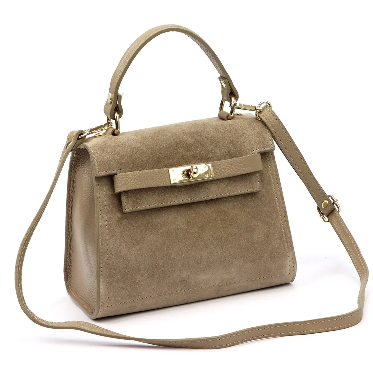 Zgrabny damski skórzany elegancki kuferek torebka na ramię z paskiem Luka