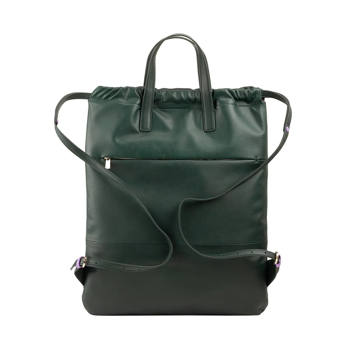 Stylowy Skórzany duży damski plecak miejski z kieszeniami i uchwytem DUDU