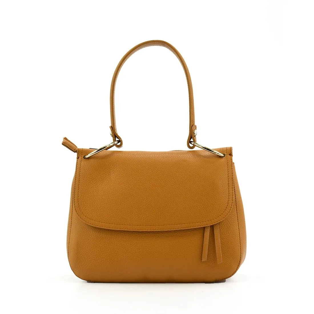 Karmelowa torebka Vera Pelle z najwyższej jakości skóry naturalnej, Elegancka i funkcjonalna
