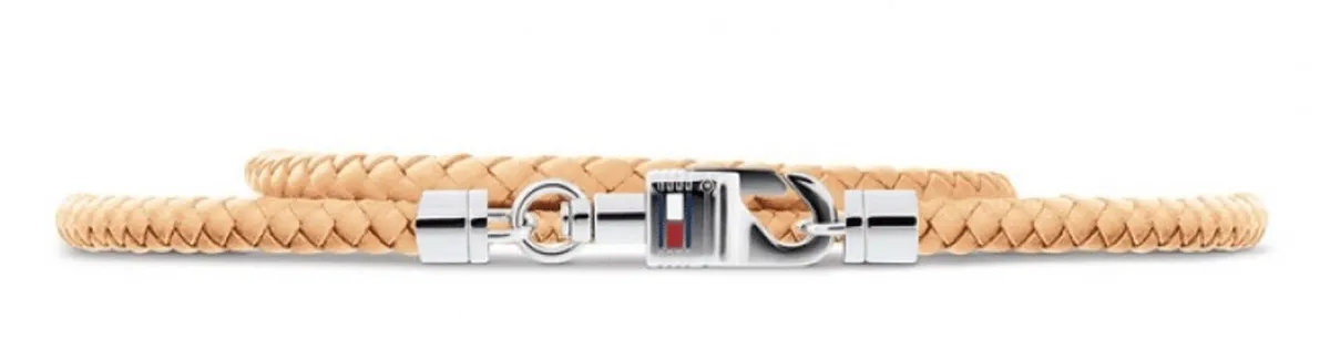 Męska bransoletka Tommy Hilfiger w brązowym odcieniu z karabińczykiem jako zapięciem