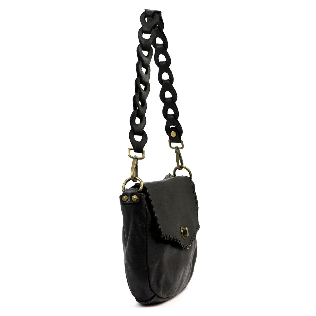 Zgrabna czarna listonoszka VS ze skóry naturalnej, praktyczna i elegancka dla kobiet