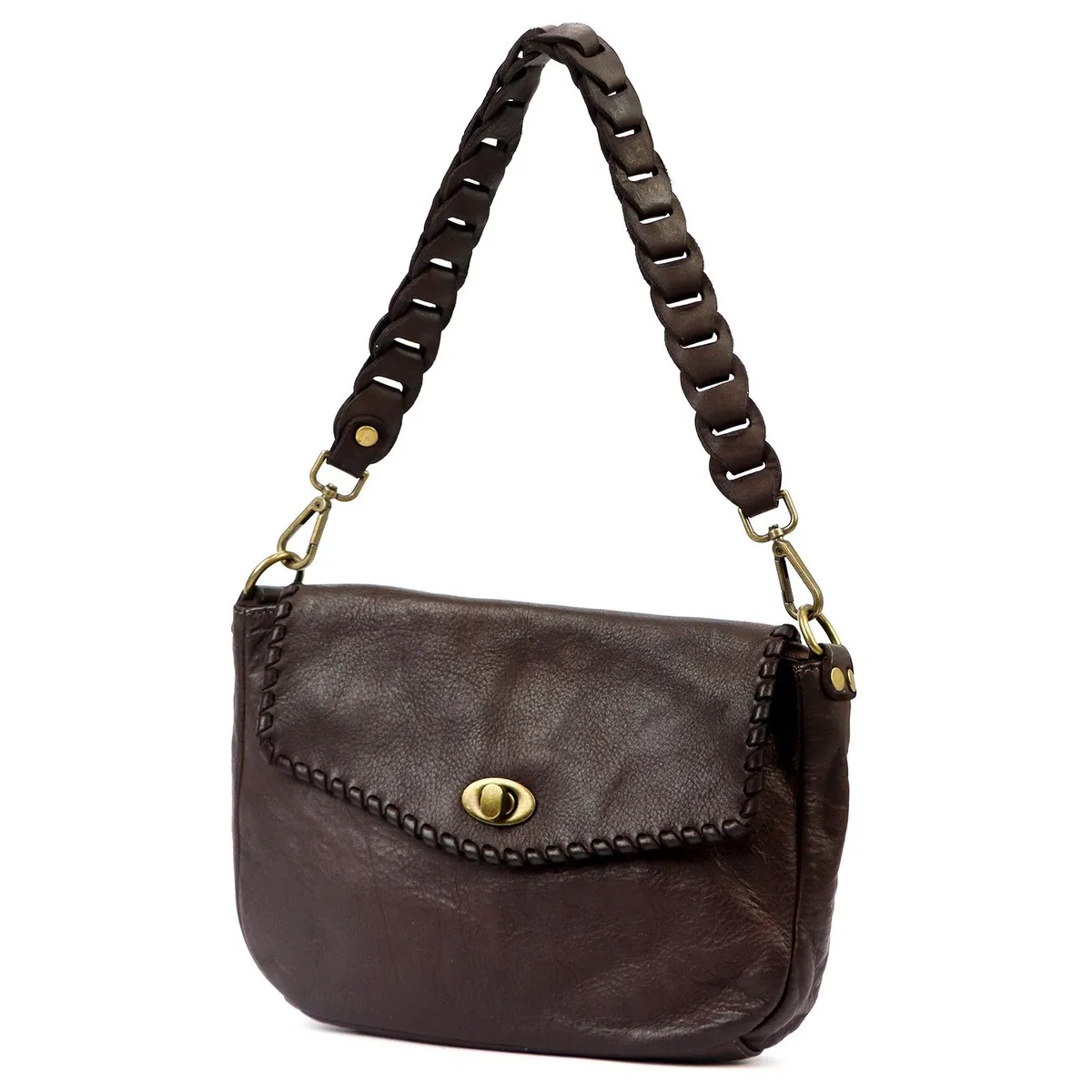 Ciemnobrązowa torebka listonoszka VS ze skóry naturalnej, łącząca funkcjonalność i styl