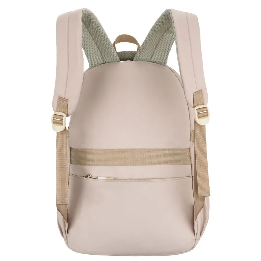Beżowy, modny plecak szkolny z poliestru zawieszony na regulowanych szelkach - Peterson