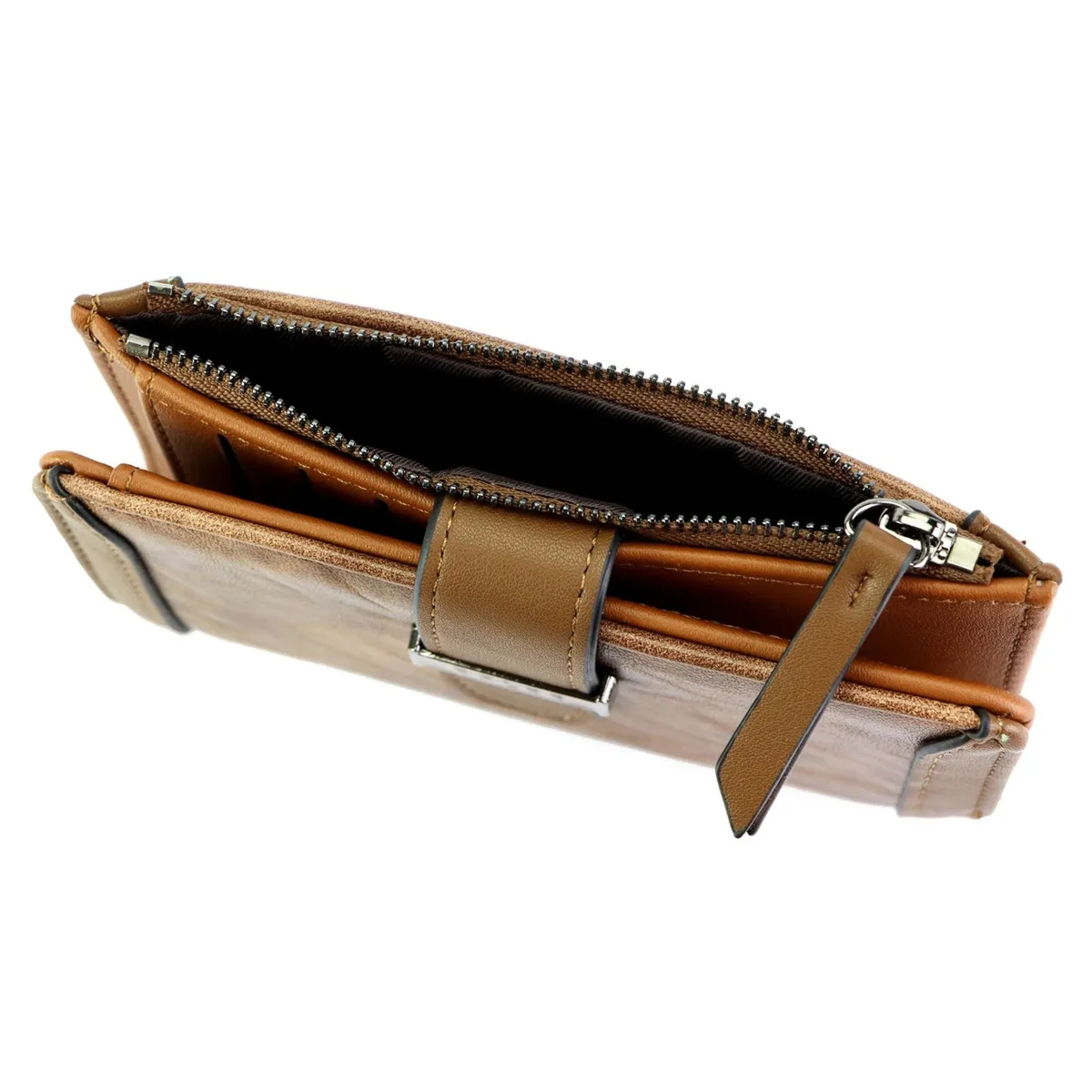 Pionowy duży elegancki Damski portfel ze skóry ekologicznej marki Eslee