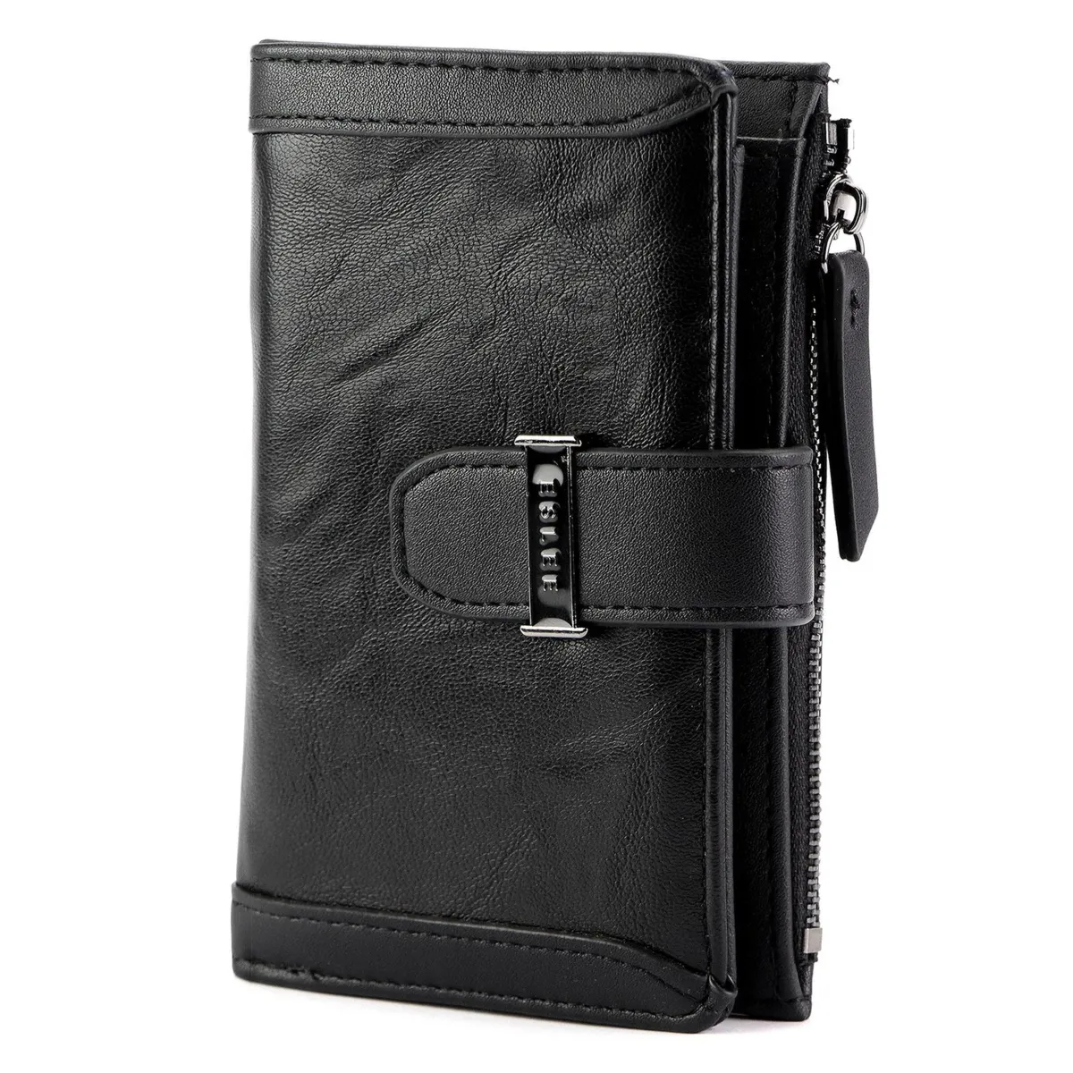 Pionowy duży elegancki Damski portfel ze skóry ekologicznej marki Eslee