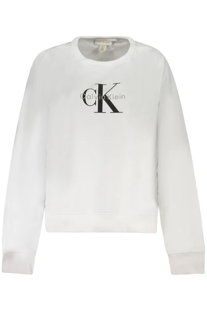 Biała bluza dama Calvin Klein z długim rękawem, ozdobiona logo i haftem