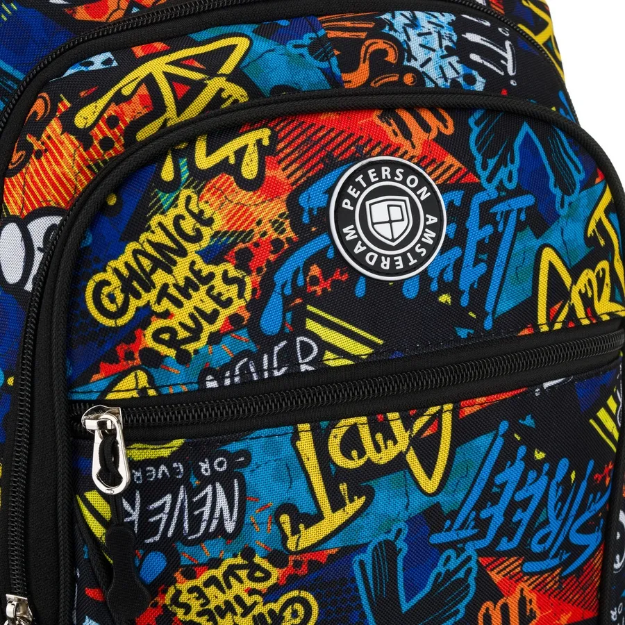 Młodzieżowy Plecak imitujący graffiti, lekki i wytrzymały na codzienne noszenie