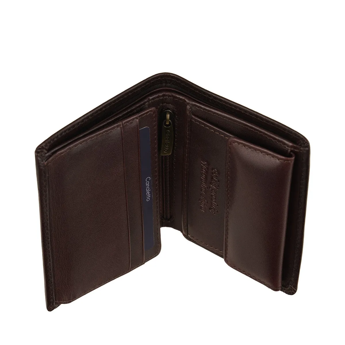 Brązowy portfel męski Canaletto ze skóry naturalnej, z ochroną RFID i wieloma kieszeniami