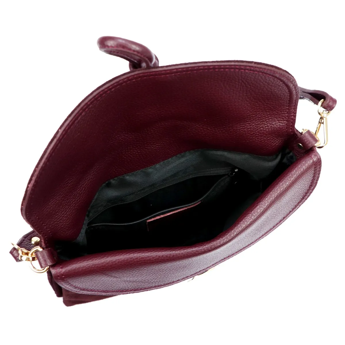 Elegancka damska skórzana listonoszka torebka na ramię z paskiem Luka