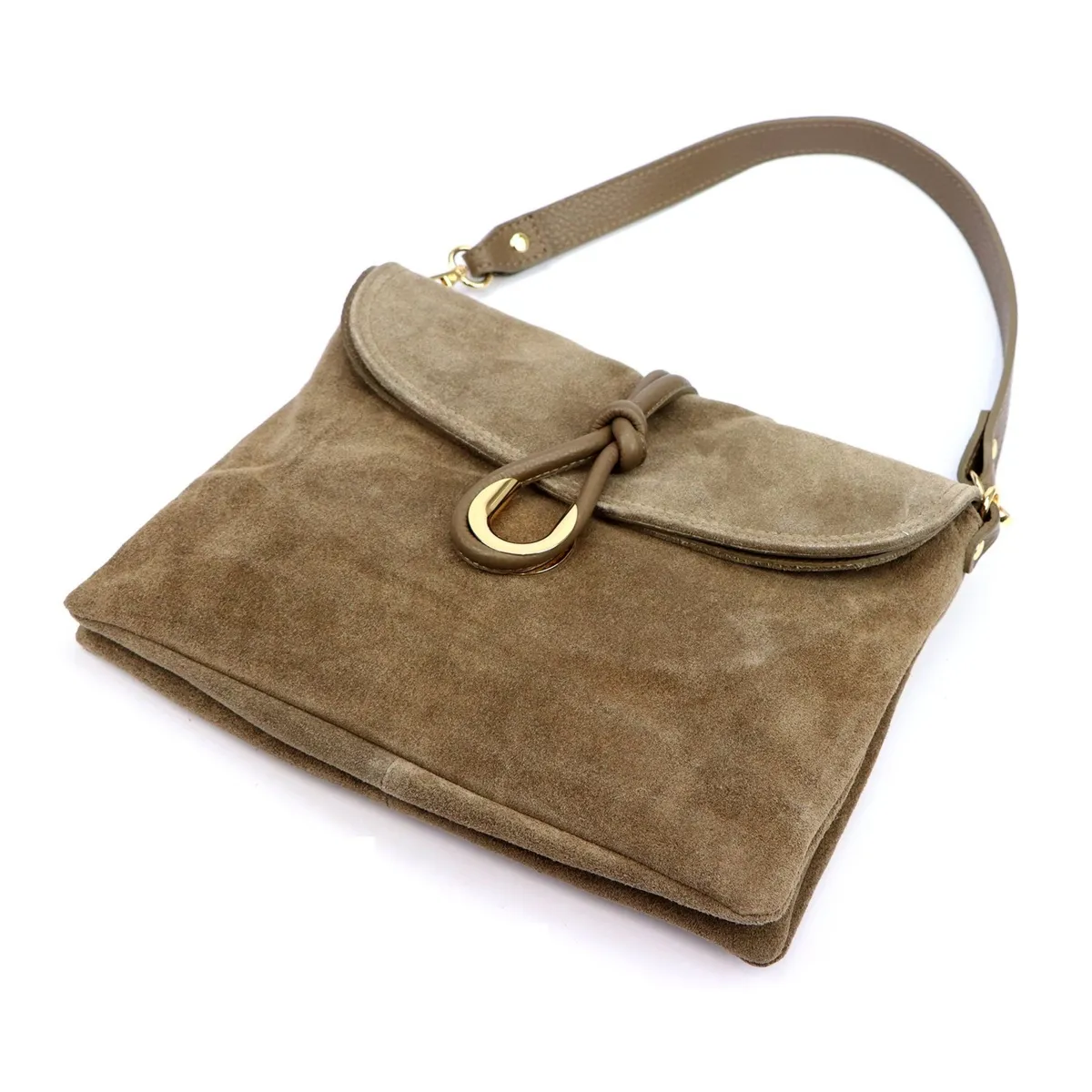 Elegancka damska skórzana listonoszka torebka na ramię z paskiem Luka