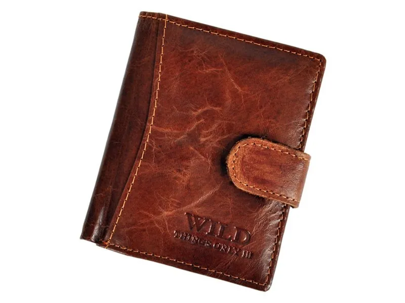 Kompaktowy rozbudowany stylowy Skórzany męski zapinany portfel Wild
